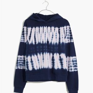 Madewell (Re)sourced Cotton Beachy Tie-Dye Hoodie Sweatshirt Navy &White Size XS
